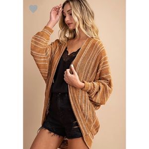 Orange Rust Striped Oversized Cardigan